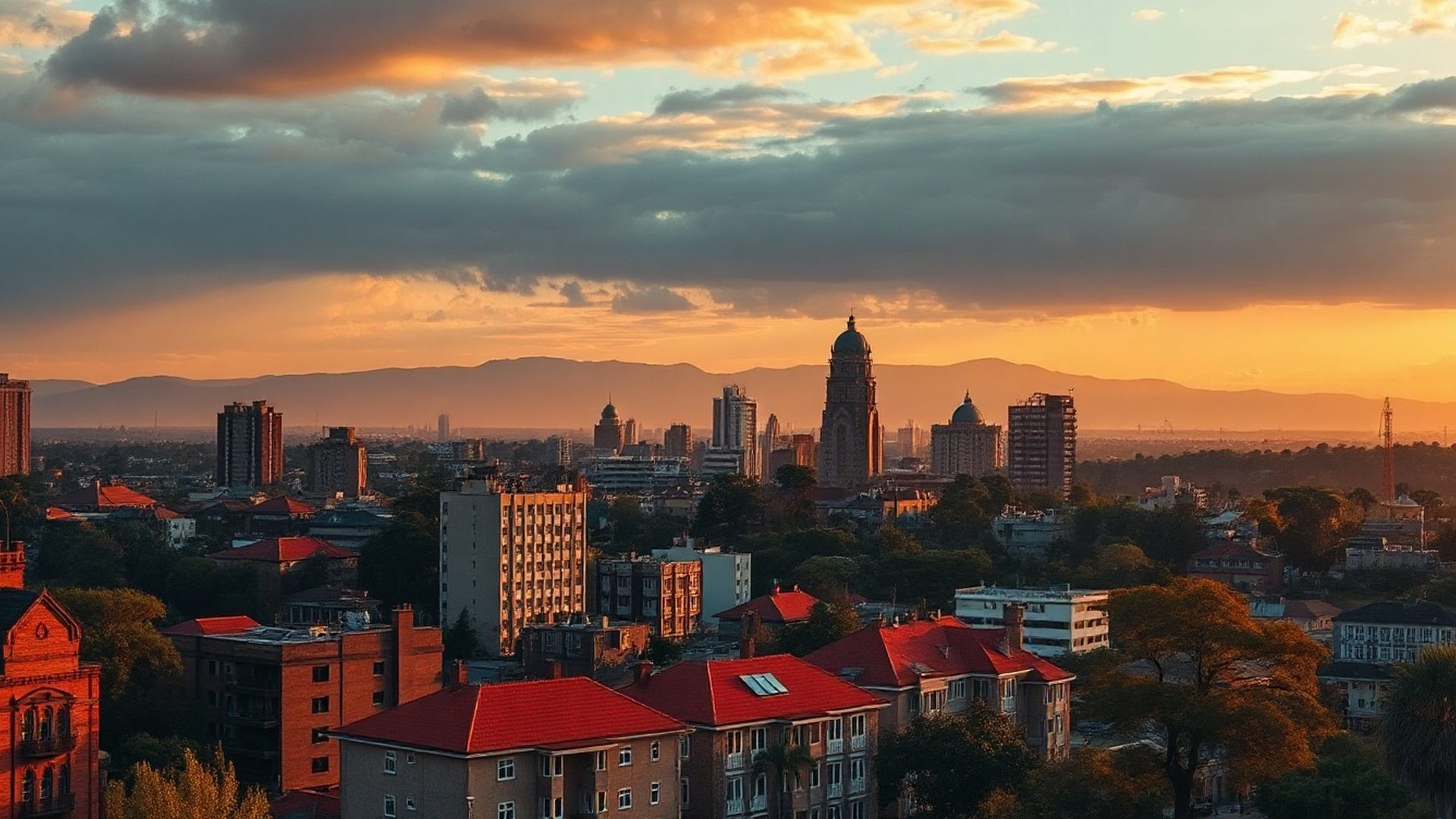 Upper Hill Nairobi skyline at golden hour